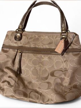 Coach Metallic Beige Signature Shoulder Bag